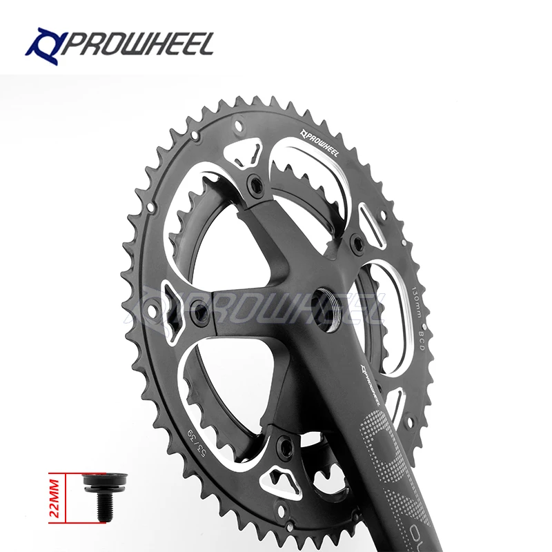 PROWHEEL-platos y bielas de agujero cuadrado para bicicleta de carretera, OUNCE-521-N, 170mm, 130BCD, 53/39T, piñones dobles, juego de manivela para