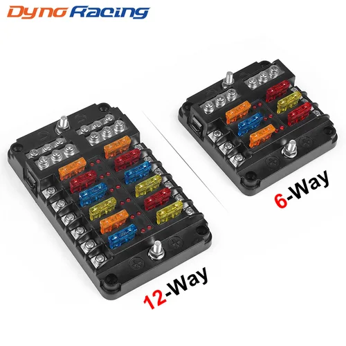 Caja de fusibles de cuchilla para barco y coche de 6 o 12 vías, soporte de bloque, indicador LED de 12V, 32V, tablero de Panel de distribución de energía impermeable para automóvil marino