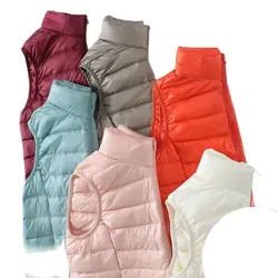 Chaqueta de plumón de pato para mujer, Chaleco Corto ultraligero y ajustado, talla grande 4XL, 2022, para otoño e invierno, novedad de 90%