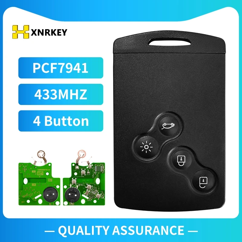 

XNRKEY (5Pcs/Lot) 4 Buttons Remote Key Smart Card Car Key Fob PCF7941 for Renault Megane III FlueIII Laguna III Scenic 09-2015