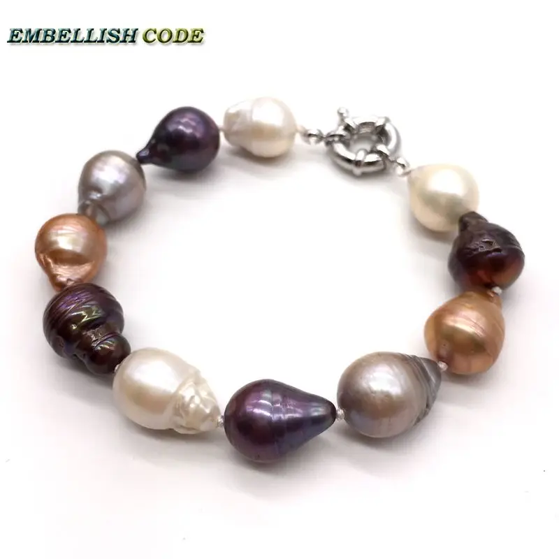 Baroque Bracelet White Blue Gray Yellow Brown Tissue Nucleated Flame Ball Pear Shape Freshwater Pearls Special For Lady