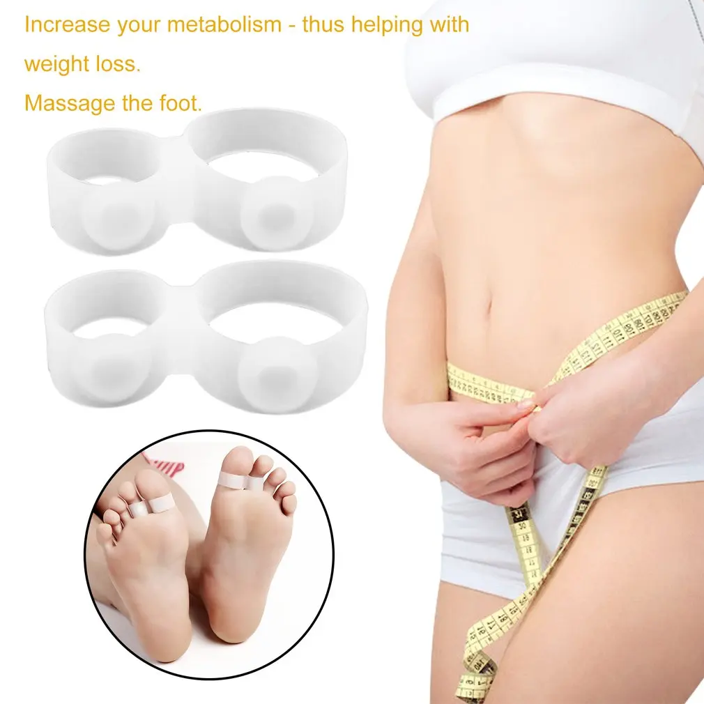Dieta de silicona magnética para adelgazar, anillo de doble dedo del pie, masaje para pérdida de peso, Fitness, 2 piezas/1 par