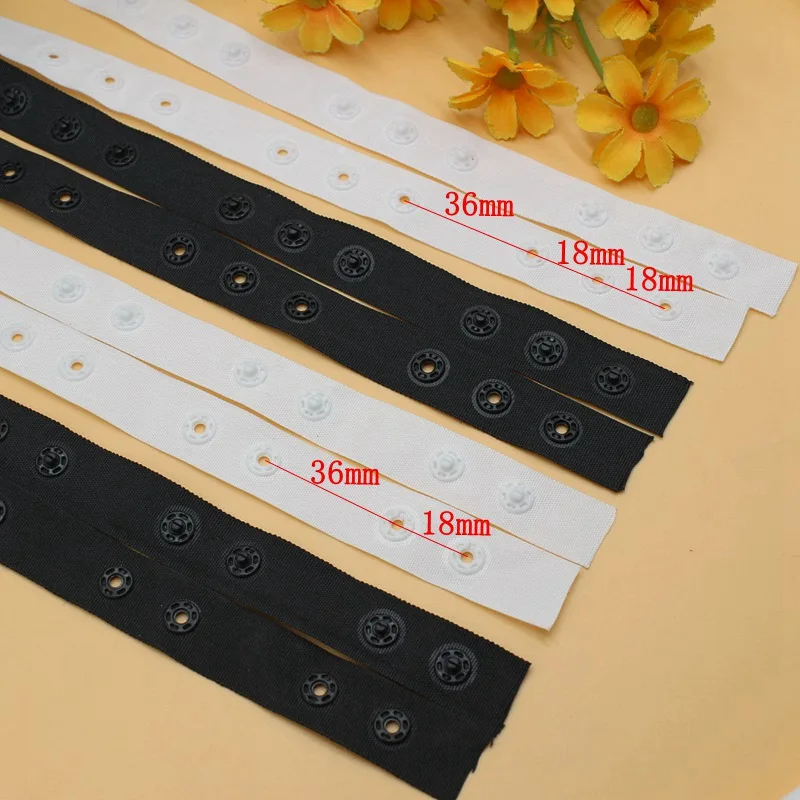 2/5yards /lot 18mm Black/White plastic Invisible snap button ribbon tape trim for baby Garment sewing accessories