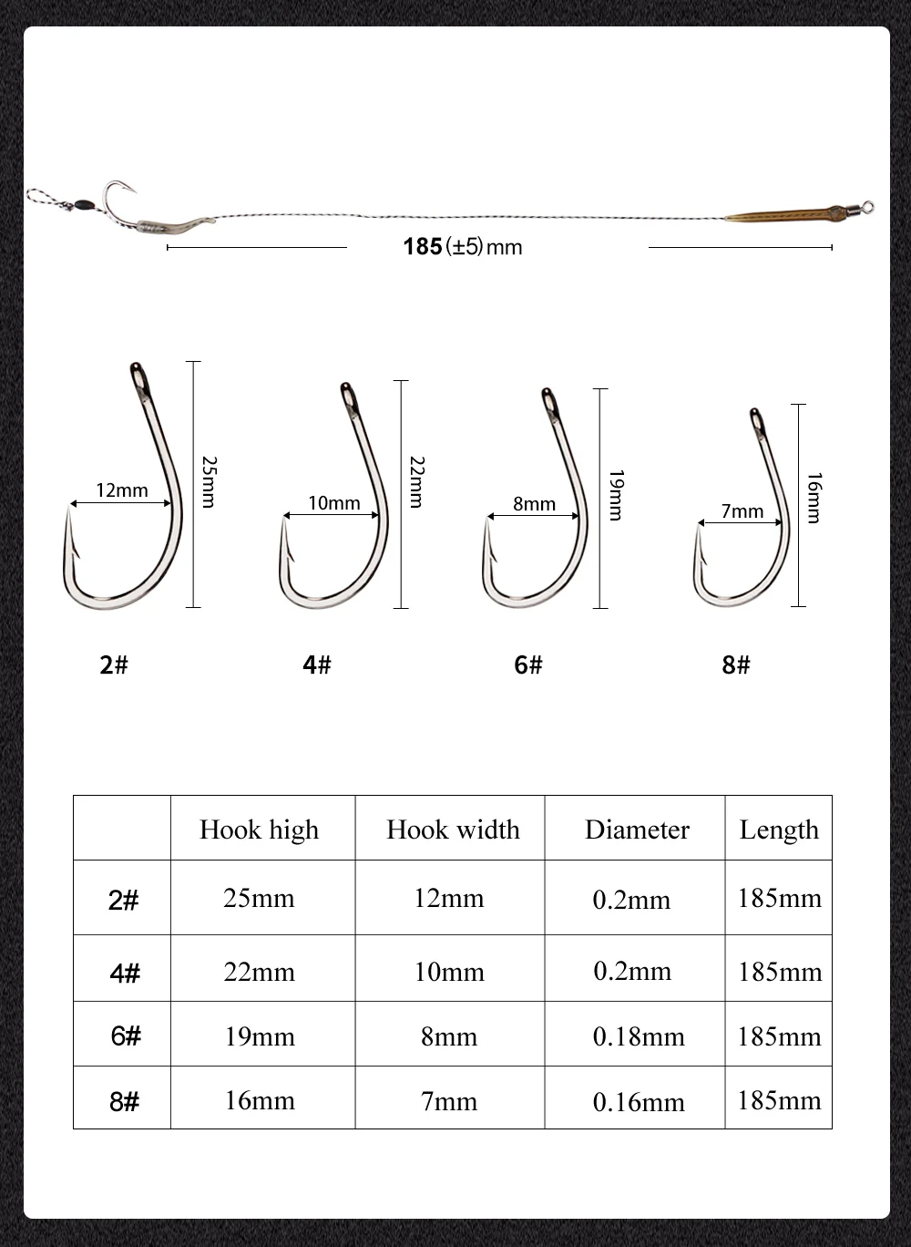 6 Stück Karpfenangelhaken, vorgebundene Karpfenhaken-Hair-Rigs mit Schnur, fertige Boilies-Köder-Hair-Rigs, Karpfenangelzubehör – Detail 7