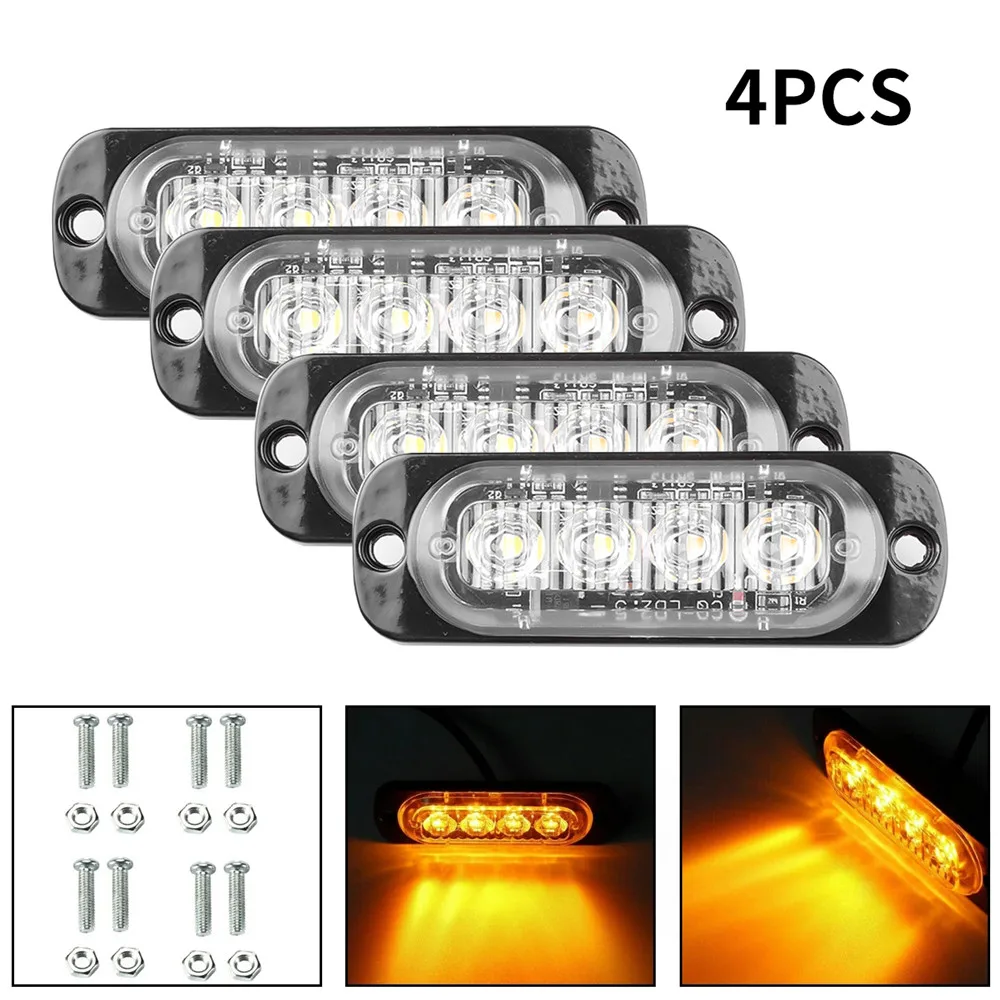 4X4LED Car Strobe Warning Light Grill Flashing Breakdown Emergency Light Car Truck Trailer Beacon Lamp Led Side Light for Car