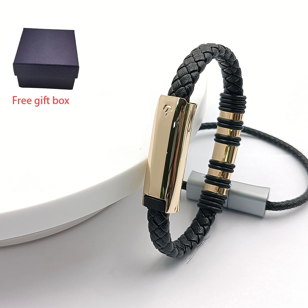 Free Gift Box Micro USB Bracelet Usb Type c Bracelet  Leather cable usb Charging cord Bracelet Usb charger Bracelet