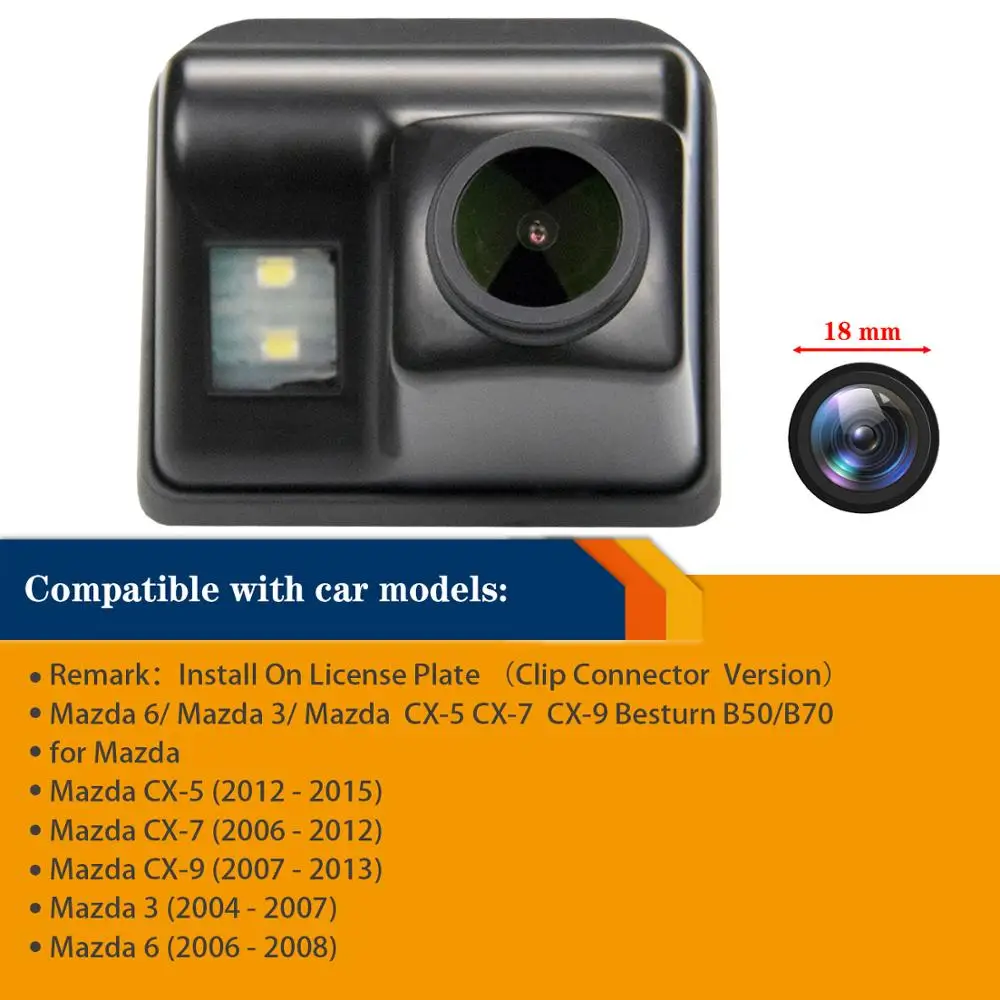 HD 1280x720p Camera Number Plate Light License Rear View Reversing Backup camera for Mazda CX-5 CX-7 CX-9 Mazda 3 Mazda 6