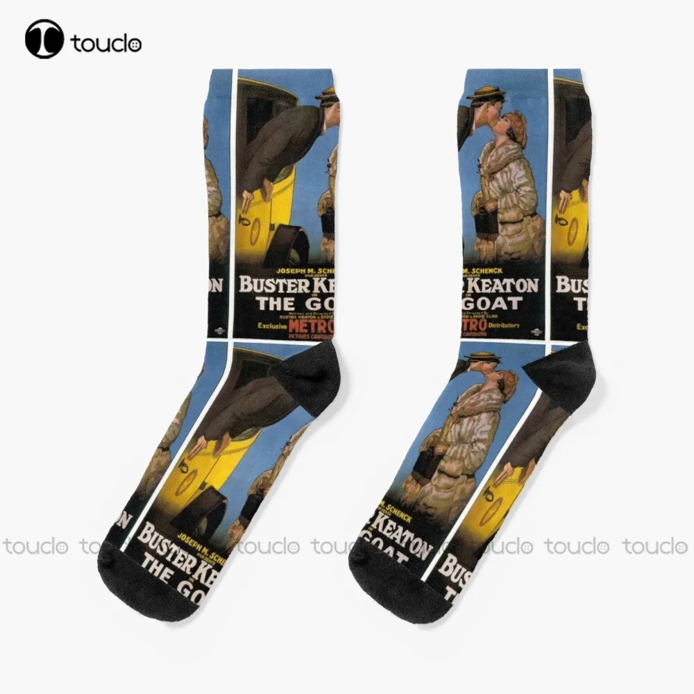 Buster Keaton Artwork By Riz  Socks Blue Socks Thanksgiving Christmas New Year Gift Unisex Adult Teen Youth Socks Custom Gift