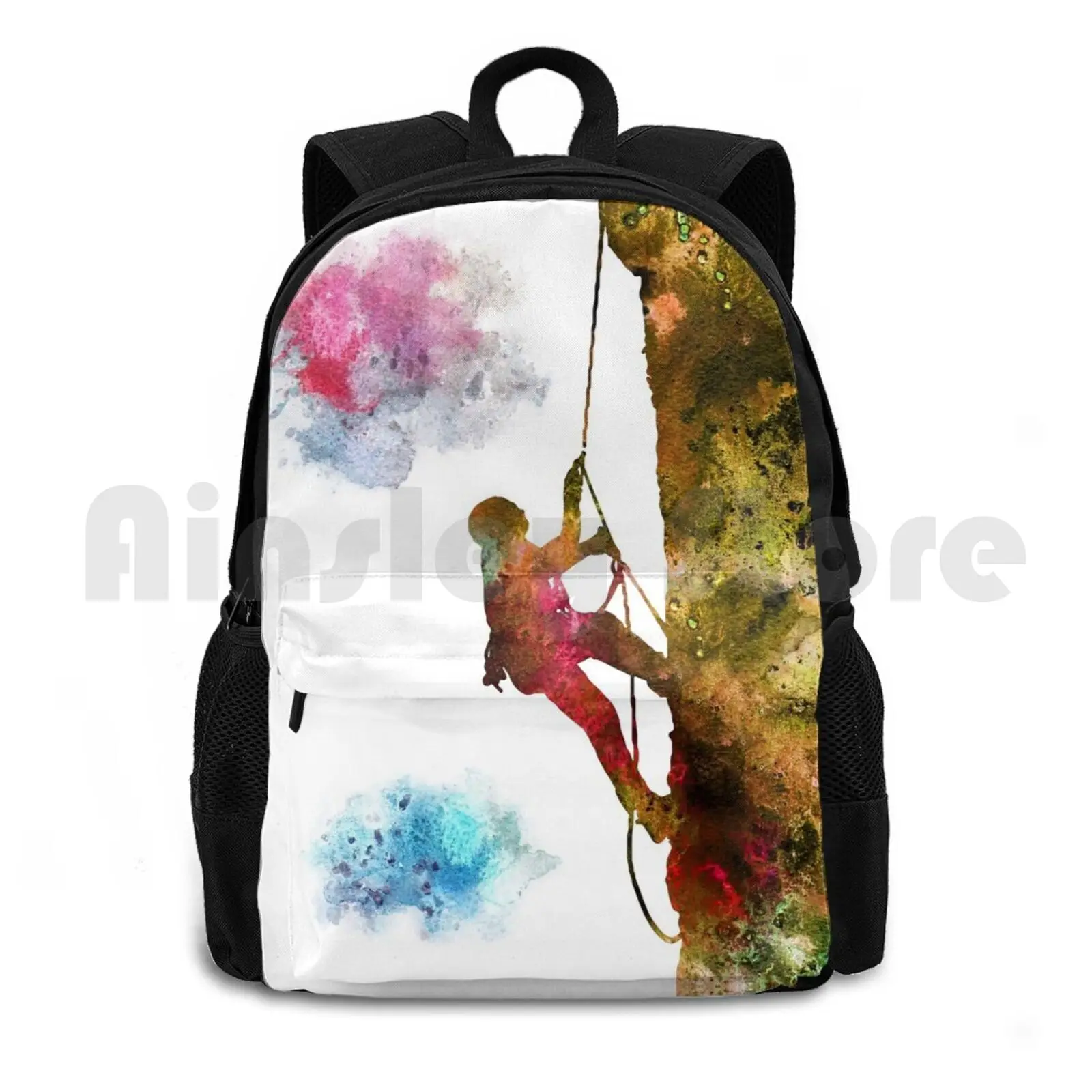 

Rock Climbing Extreme Sport Man , Climbing Man , Climber , Watercolor Rock Climbing Outdoor Hiking Backpack Waterproof Camping