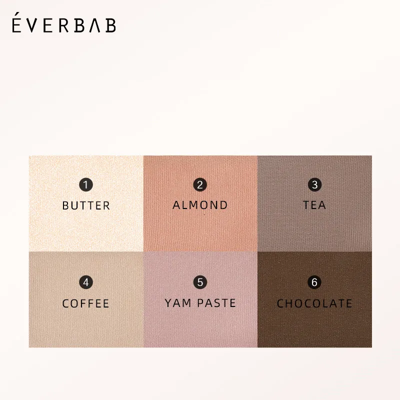 everbab Plain Matte 6 Colors Eyeshadow Palette Matte Earth Color Portable Makeup Blush Highlighter Trimming All-in-one Palette