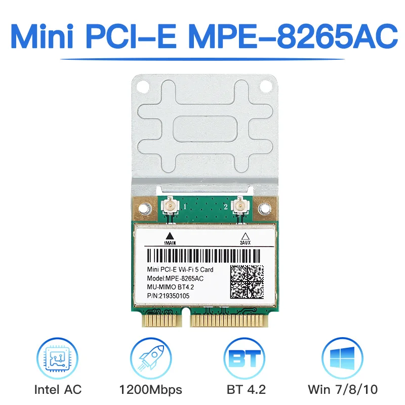 Carte MINI PCI-E wi-fi 802.11AC, 2.4/5Ghz, 4.2 mb/s, double bande, sans fil, compatible Bluetooth 1200, Windows 7/MC-AC7265, pour ordinateur portable