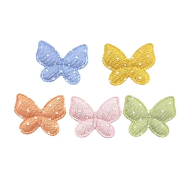 

50Pcs/LOT 3.2*2.5CM Polka Dot Butterfly Padded Appliques For DIY Headwear Hair Clips Decor Clothes Hat Shoes Patches Accessories