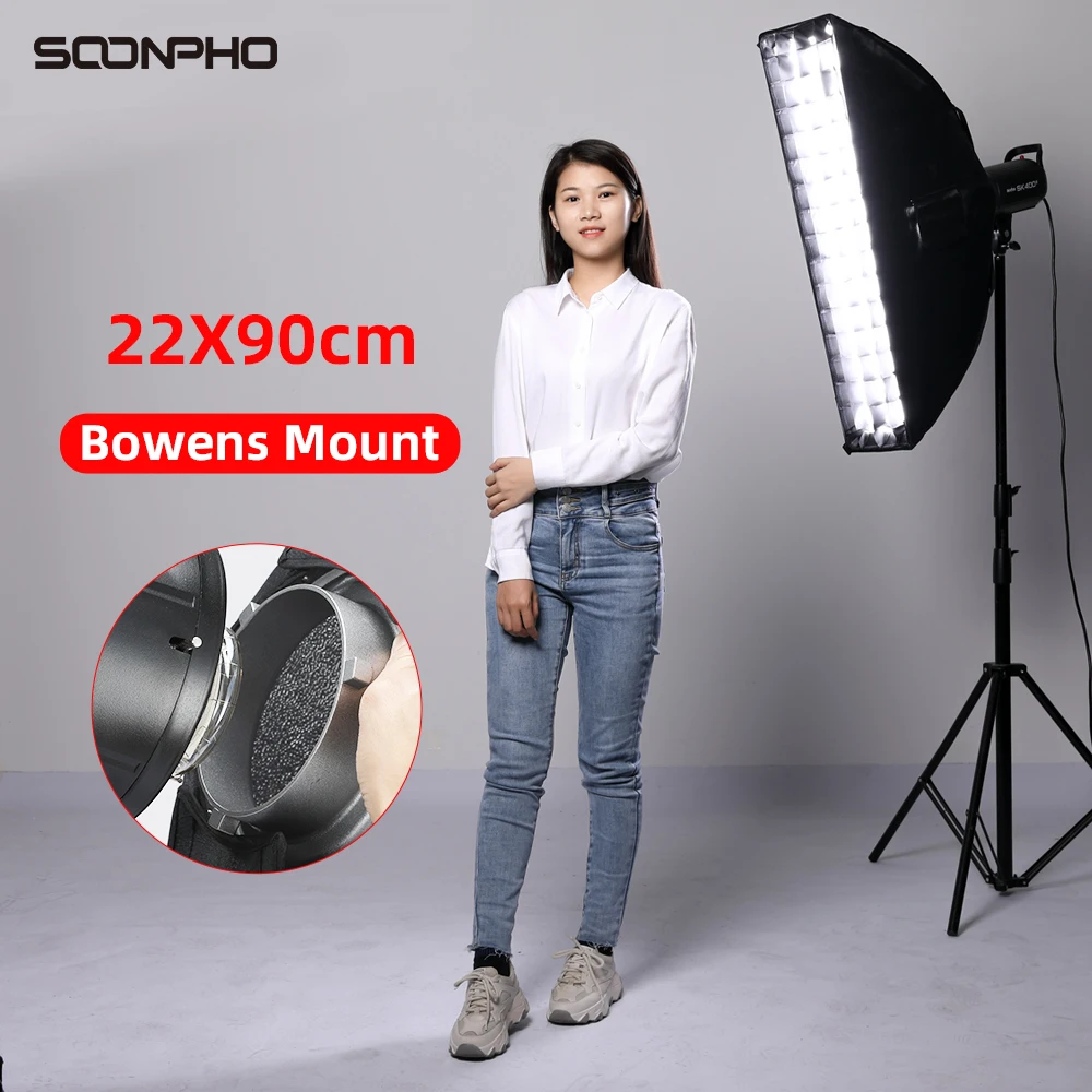 جبل Soonpho Bowens مع شبكة قرص العسل ، صندوق ناعم ، ملحقات التصوير الفوتوغرافي ، ضوء استوديو Godox ، ضوء Speedlight ، 22x90cm