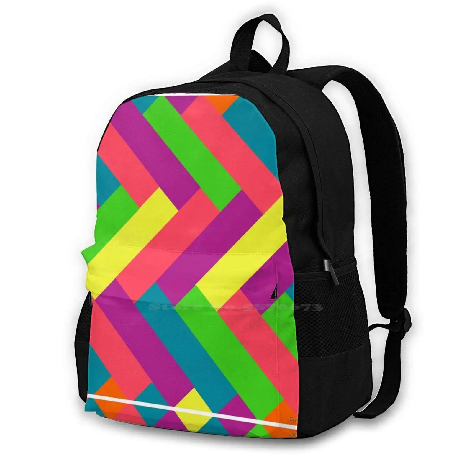 Tropical Colors Rectangle Pattern Fashion Travel Laptop School Backpack Bag Tropical Colors Tropical Tropics Summer Rectangles