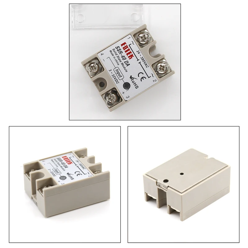 Single Phase Solid State Relay SSR-10DA SSR-25DA SSR-40DA DC Controlled AC Module 3-32V Input DC 24-380V AC Output High Quality