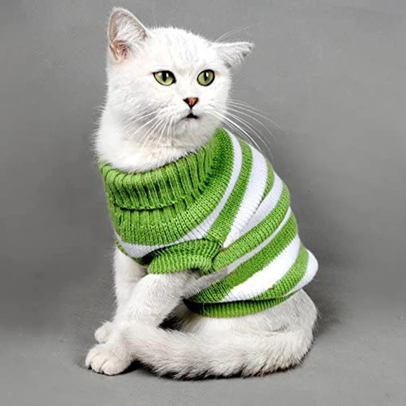 Striped Cat Sweaters Kitty Sweater for Cats Knitwear,Small Dogs Kitten Clothes Male and Female,High Stretch,Soft,Warm