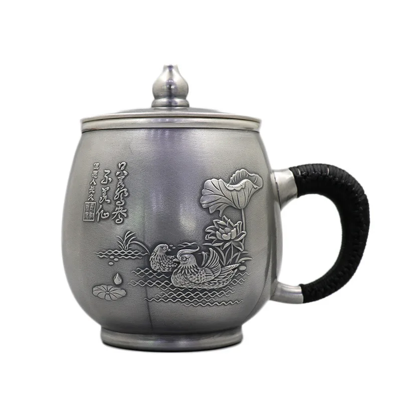 Silver Cup 999 Pure Silver Mug Hand Made Silver Water Cup, Foot Silver Teapot, Side Handle Cup, Silver Teacup