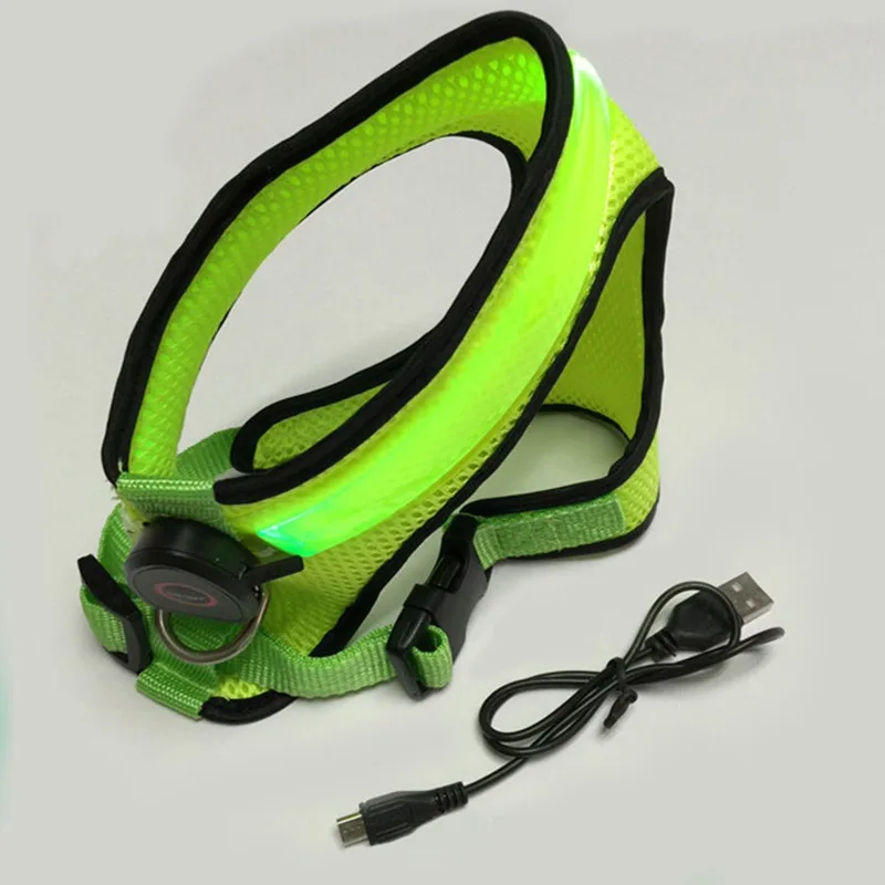 LED Luminous Dog Harness Led USB Charging Dog Chest Strap Vest Pet Safety Reflective Harness Pet Vest For puppy Large Dog