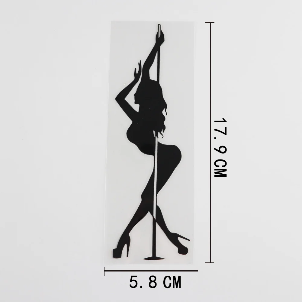 YJZT 5.8CMX17.9CM Pole Dance Stripper Sexy Hot Girl Vinyl Car Stickers Black/Silver