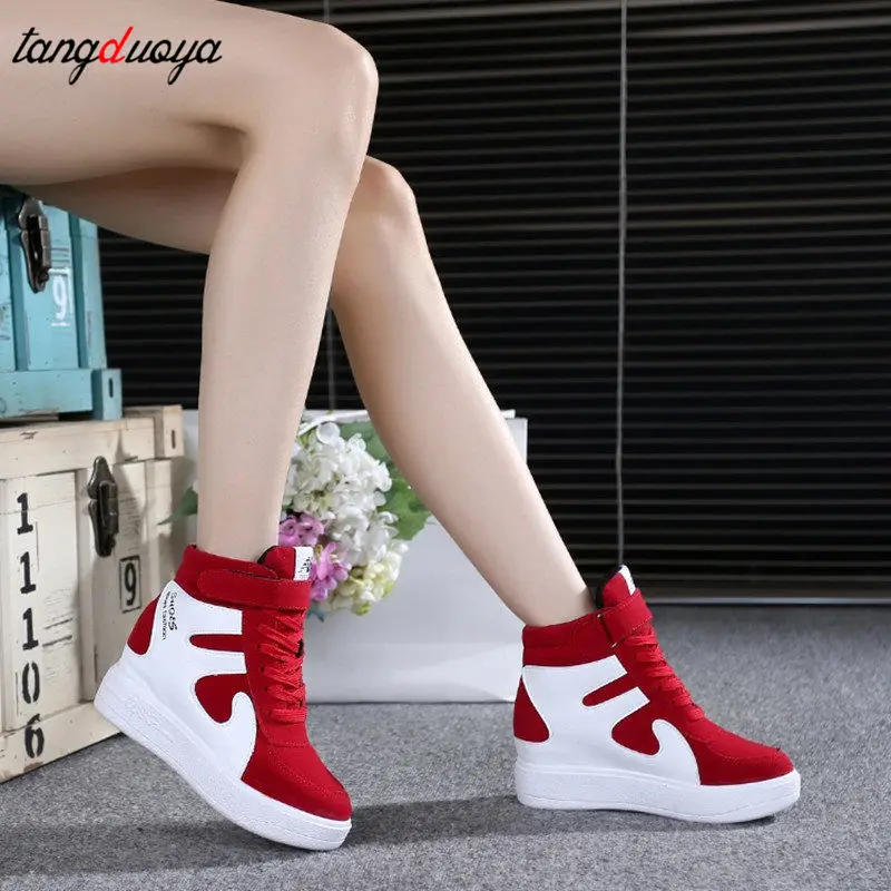 red sneakers women 2024 High top Platform Sneakers women outdoor Casual Wedges shoes Ladies Shoes Black Platform Vulcanize Shoes