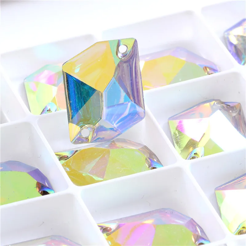 3 sizes ice cube Resin Sew on Rhinestone Crystal AB silver flatback Sewing stones strass for Bag with rhinestones