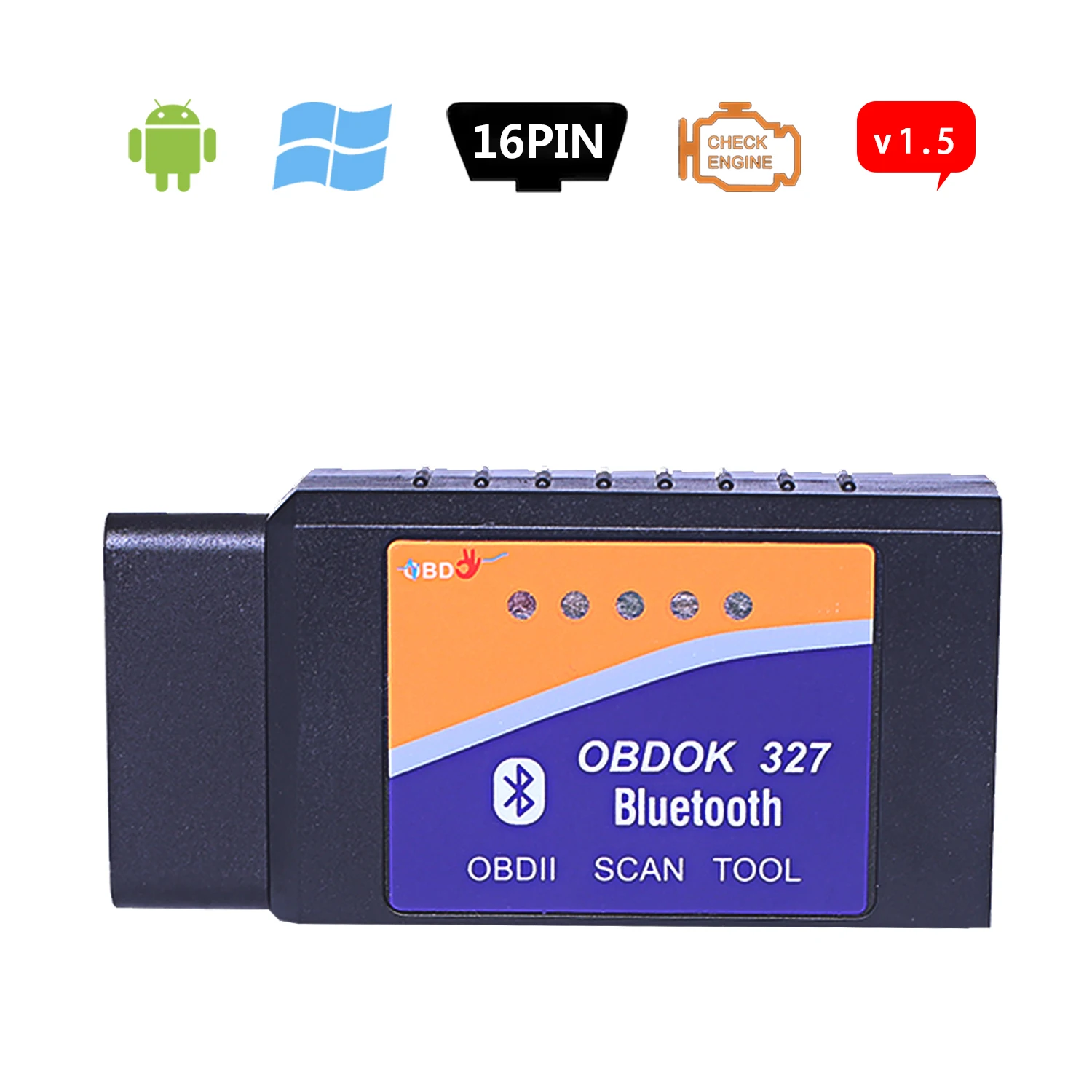 OBDOK 327 Bluetooth-compatible V1.5 Firmware With Original 25k80 Chip ELM 327 Support All Function