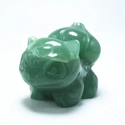 6cm Crystal Bulbasaur Natural Cute Green Aventurine Frog Seeds Statue Carved Polished Quartz Gemstone Animal Healing