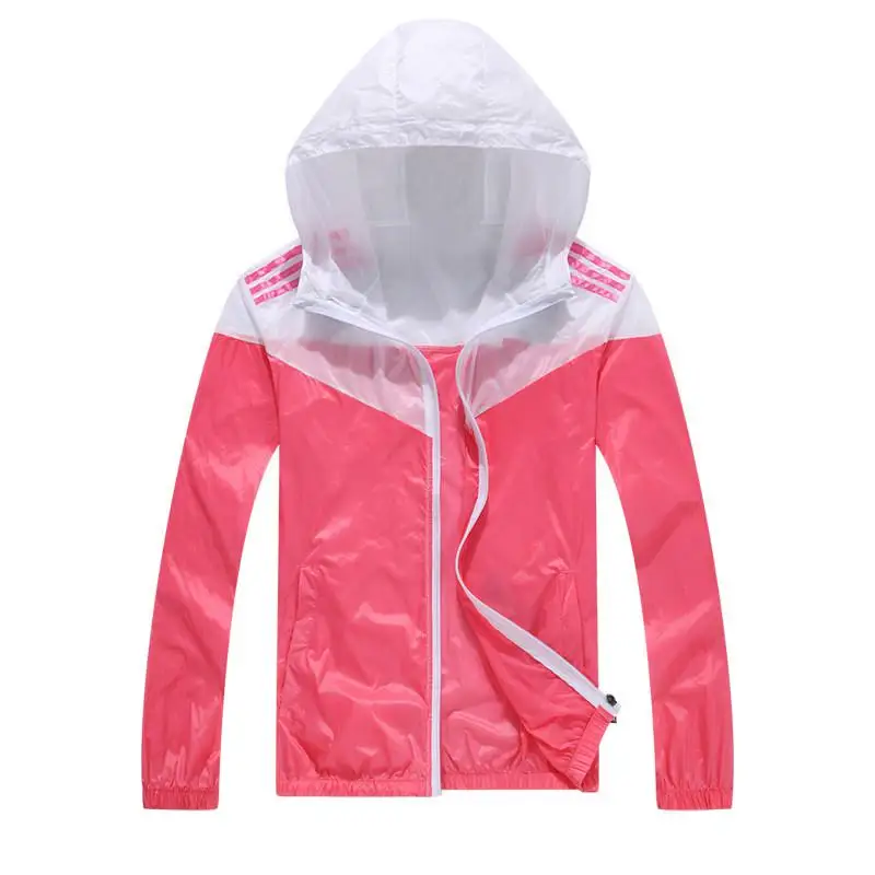 

Casual Sunscreen Print Couples Thin Windbreaker Fast Dry Sun Proof Transparent Jacket Size S-3xl Basic Quality Outwear