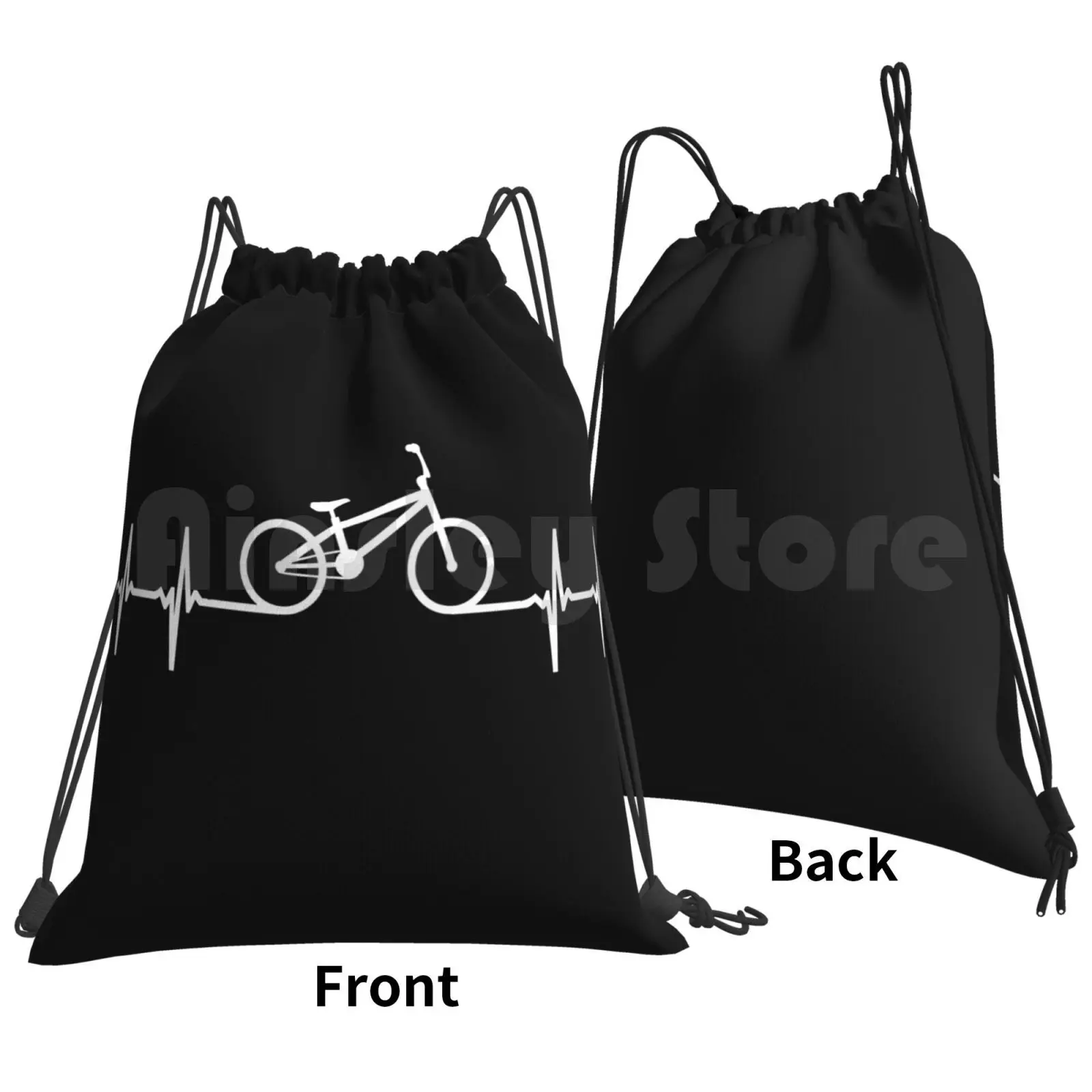 Bmx Heartbeat Line Backpack Drawstring Bags Gym Bag Waterproof Heartbeat Bmx Cool Bmx Design Bmx Bmx Heartbeat Bmx