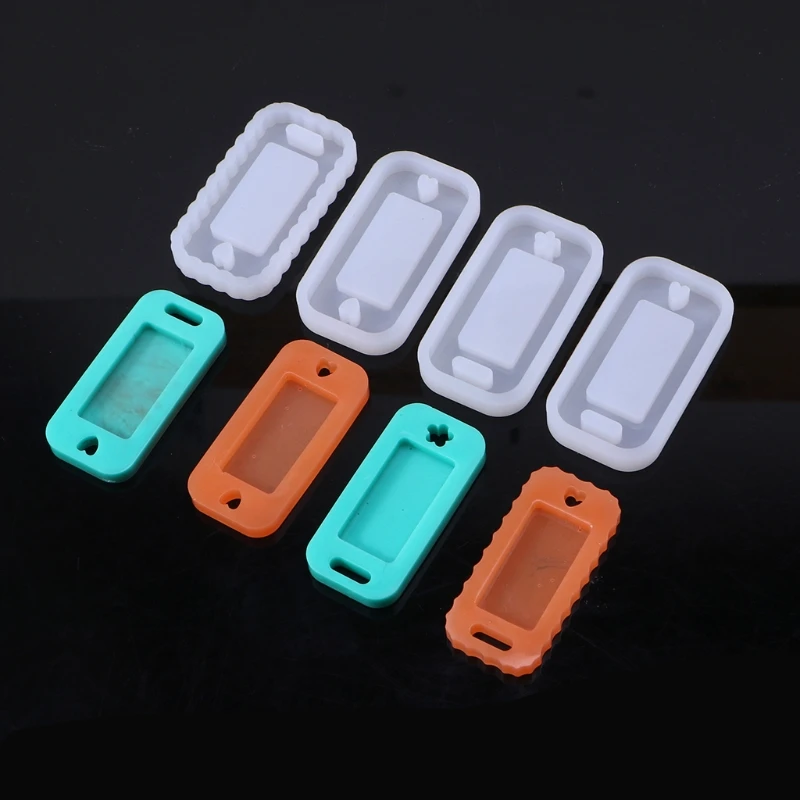 Rectangle Tag Epoxy Resin Mold DIY Keychain Silicone Molds for Delicate Keyring Pendants UV Crafts Ornaments Bag Decoration