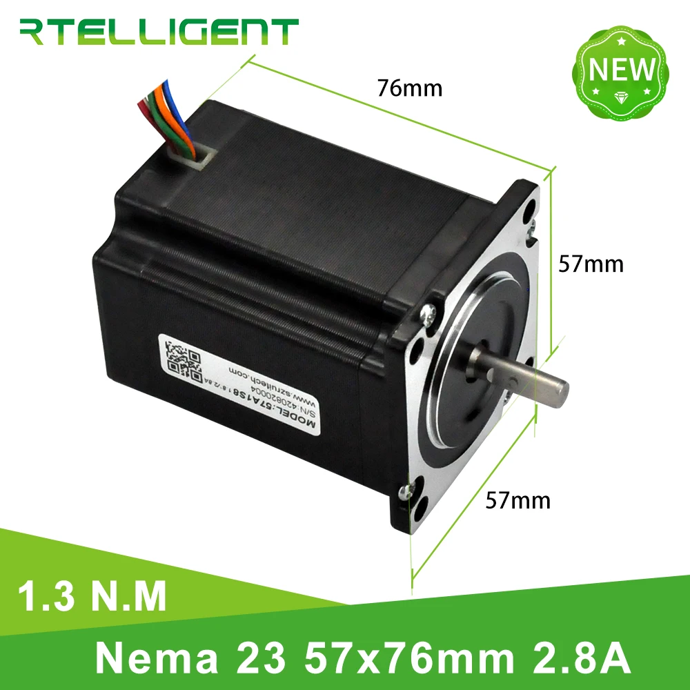 Rtelligent Nema 23 Stepper Motor 13kg.cm 2.8A Shaft Diameter 6.35mm 8mm 4leads 8leads Nema23 Stepper Motorfor CNC machine