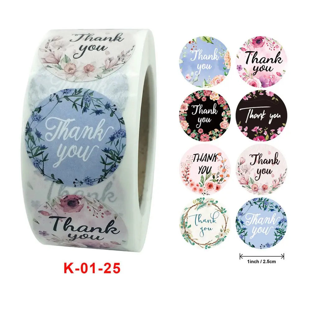 500Pcs/ม้วน Mailing อุปกรณ์สำหรับของขวัญม้วนดอกไม้สติกเกอร์ทองแดง Self-Adhesive ตกแต่งรอบสติกเกอร์
