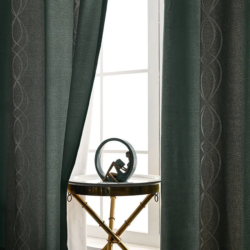 Dreamwood Hot Sale Modern Green Striped Blackout Curtain For Living Room 2 Colors Available Thickening Bedroom Curtains