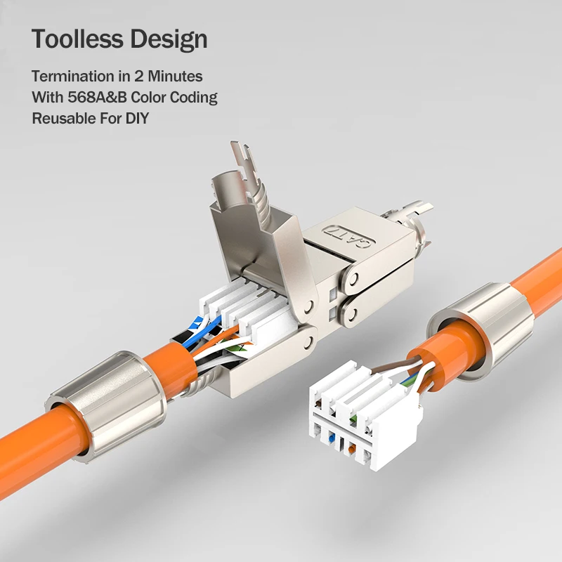 Linkwylan-extensor de Cable Cat6A Cat7, adaptador de unión, caja de conexión, RJ45, Conector de extensión de Cable Lan, blindado completo, sin