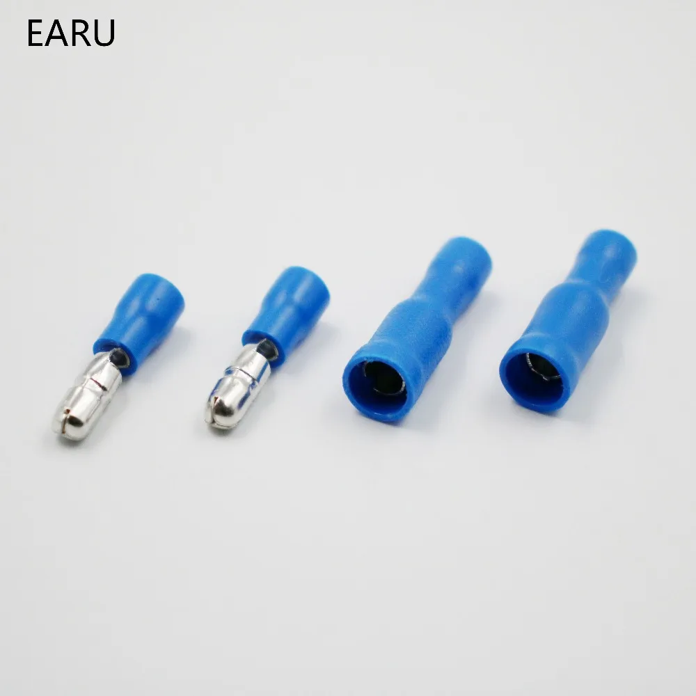 50pcs Blue Male Female Bullet Insulated Connector Crimp Terminals Wiring Cable Plug FRD2-156 FRD1.25-156  MPD1.25-156 Hot