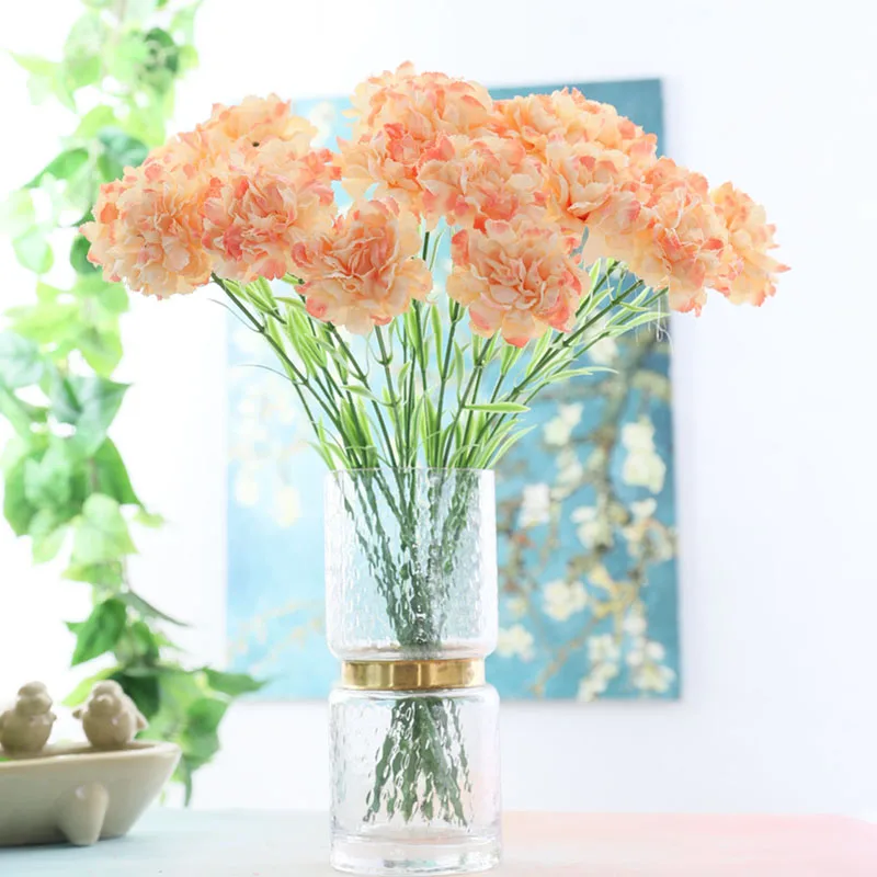 Artificial Carnation flowers 50cm single branch silk flower mother's day bouquet birthday decorative floral home office decor