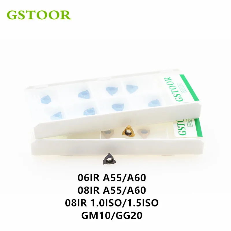 

10 шт. 08IR 06IR A55 A60 0.5ISO 0.75ISO 1.0ISO токарный станок с ЧПУ режущая резьба карбидные вставки токарные инструменты для P.M