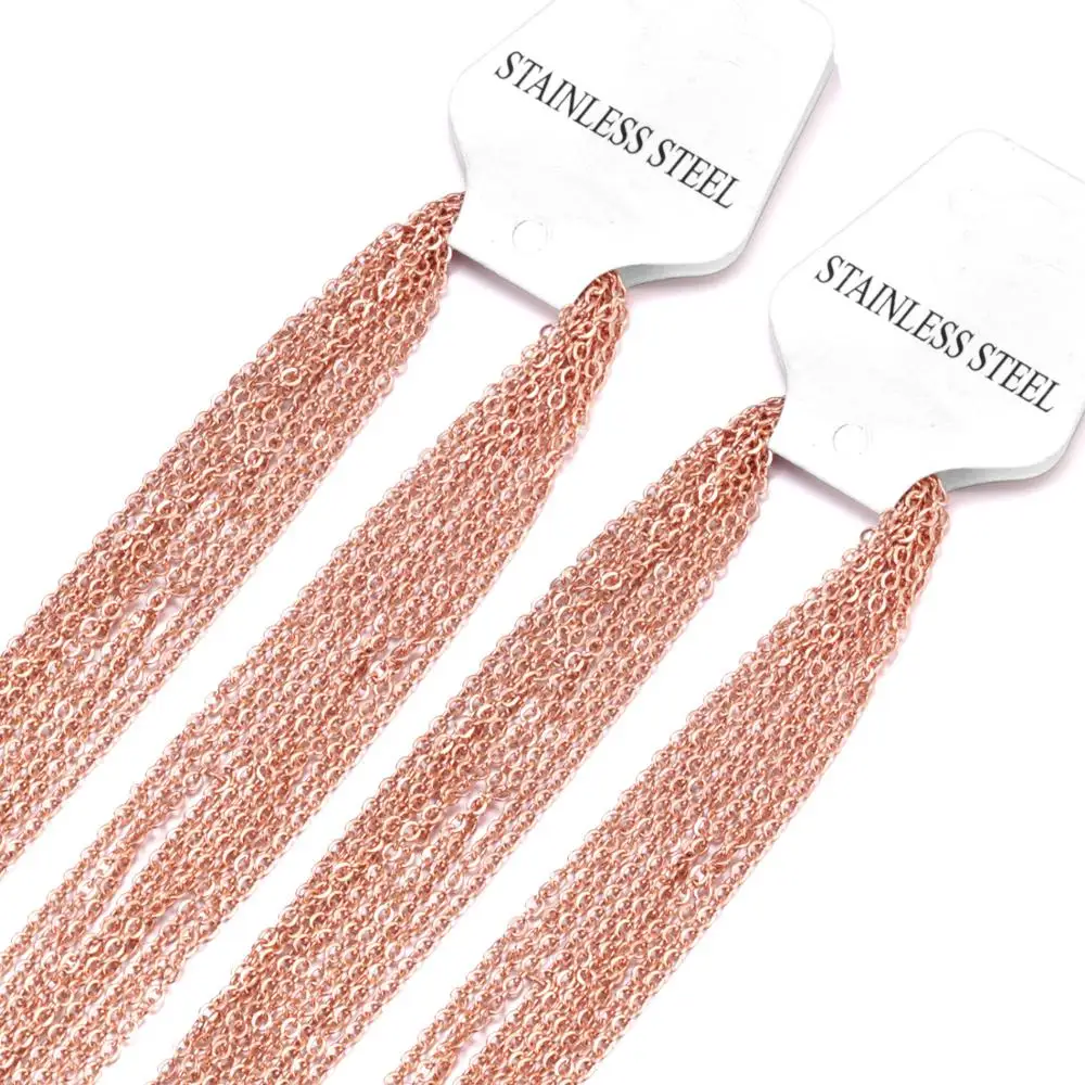 LUXUSTEEL 10 Teile/los Edelstahl Ketten 2mm/1mm O Form Rolo Link Kubanischen Lange Halskette Für Frauen Anhänger DIY Schmuck Großhandel