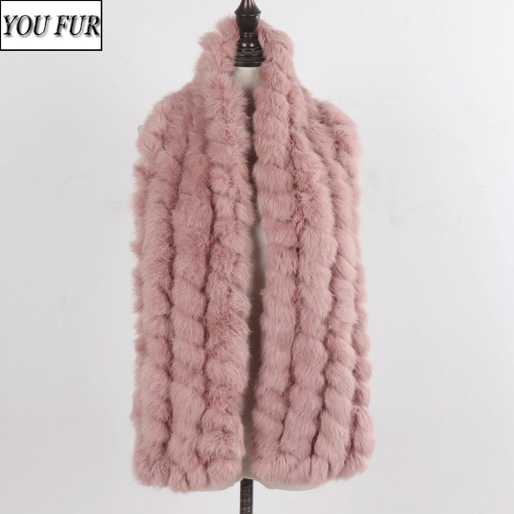 

2023 New Arrival Lady Knitted Long Style Real Rabbit Fur Wrap Scarves Winter Women Warm Fluffy Natural Rabbit Fur Scarf Mufflers