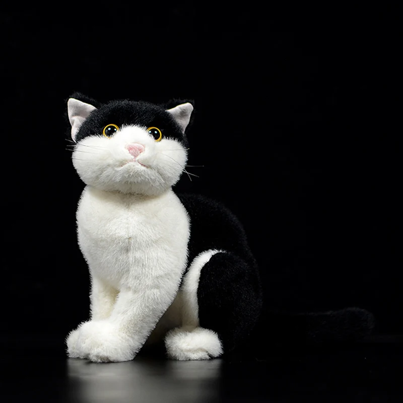 Vita reale Carino Mucche Nere Gatto Regalo Per Bambini Felis Catus Morbido Peluche Ripiene Bombay Simulazione Realistica Animale Bambino Bambola Originale