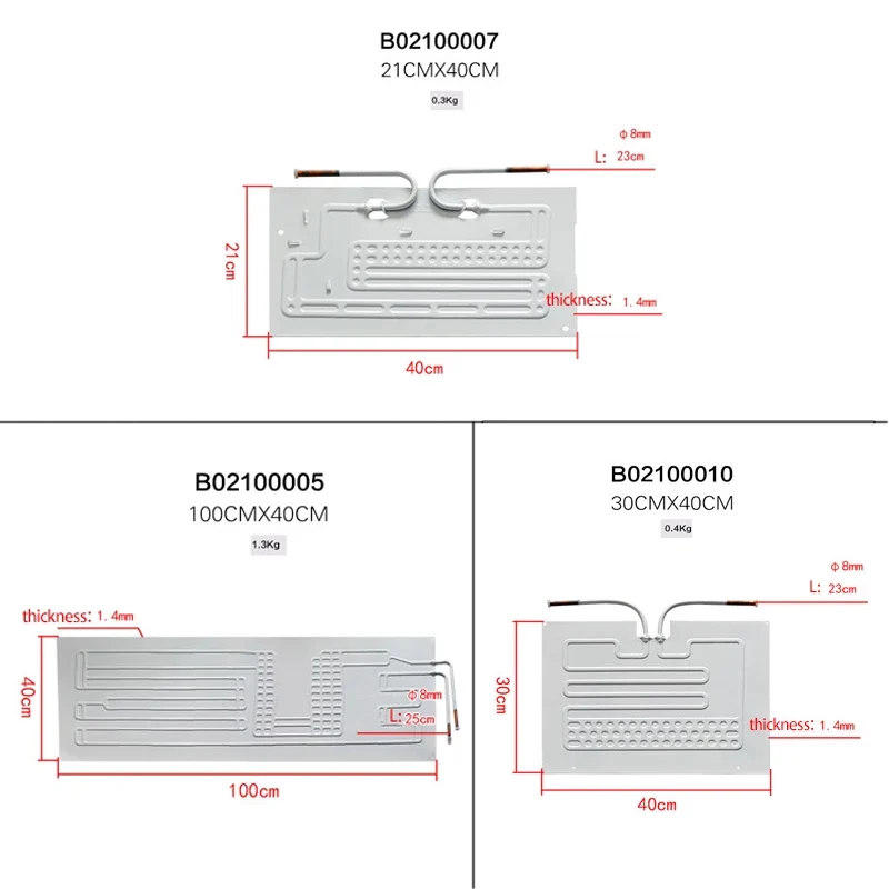 Refrigerator evaporator flat plate evaporator freezer cool plate with capillary aluminum