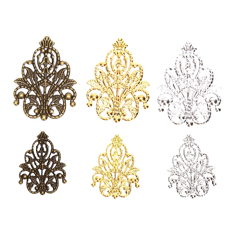 20pcs/set 35mm Filigree Crafts Hollow Embellishments Findings Jewelry Accessories Bronze Tone Ornaments