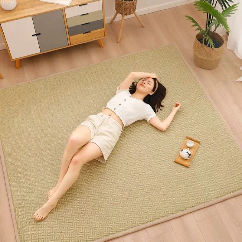 2021 New Japanese Style Floor Mat Living Room Bedroom Balcony Tatami Bed Crawling Rattan Carpet Summer Home Rugs Alfombra