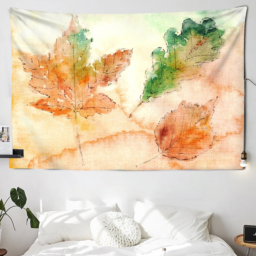 Simple Abstract Tapestry Boho Maple Leaf Tapestry Wall Hanging Mysterious Divination Witchcraft Beach Aesthetic Room Decor Mural