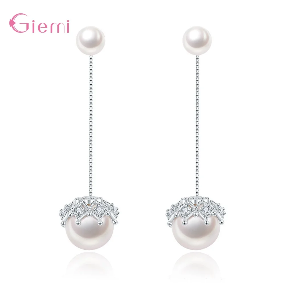 

Fast Shipping Trendy 925 Silver Luxury Elegant Manmade Water Pearls Dangle Drop Earrings For Women Wife Party Jewelry