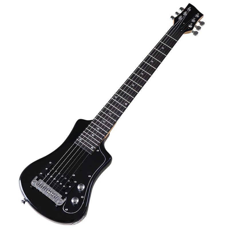 Good Quality Mini Electric Guitar Travel Guitar 34 Inch Basswood Body 6 Strings Wood Guitar High Gloss Red Blue Black Free Bag