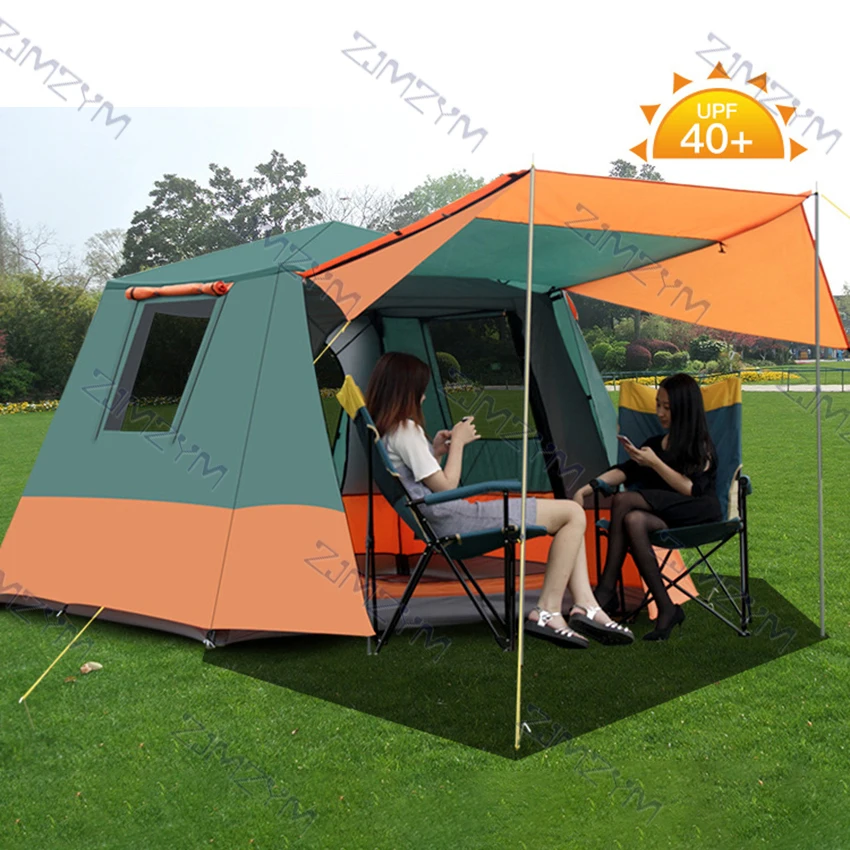 4-6 People Fully Automatic Camping Tent Waterproof Outdoor Pop-Up Tent Large Portable Instant Setup Family Travel Tent 4 Season