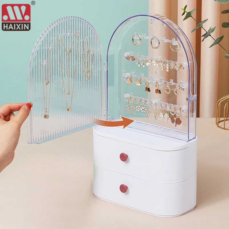 

Haixin Desktop Jewelry Storage Box Earrings Jewelries Multilayer Dustproofs Jewelry Box Multi-Function Jewelries Boxes Organizer