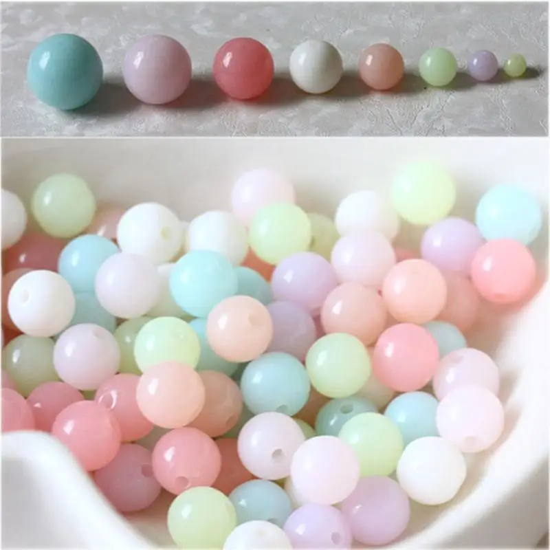 Mixed Candy Gumball Acrylic Round Spacer Loose Beads 6/8/10/12/14/16/20mm Making Jewelry Accessories Earrings Necklace Bracelet