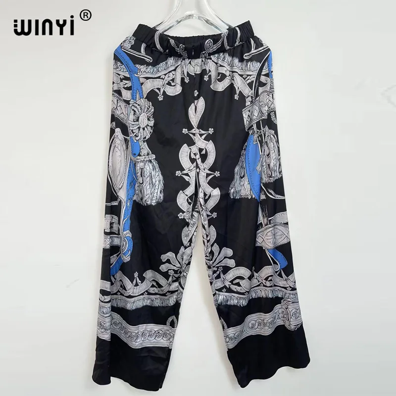 WINYI Elegant Woman fashion Print Suits Casual Spring Ladies holiday Suits Ladies Vocation Beach Loose Blouse Set Female Pants